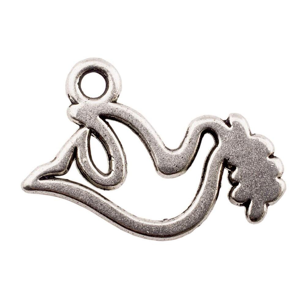 3310 Summer-Ray 100pcs Antique Silver Dove Holding an Olive Branch Charm